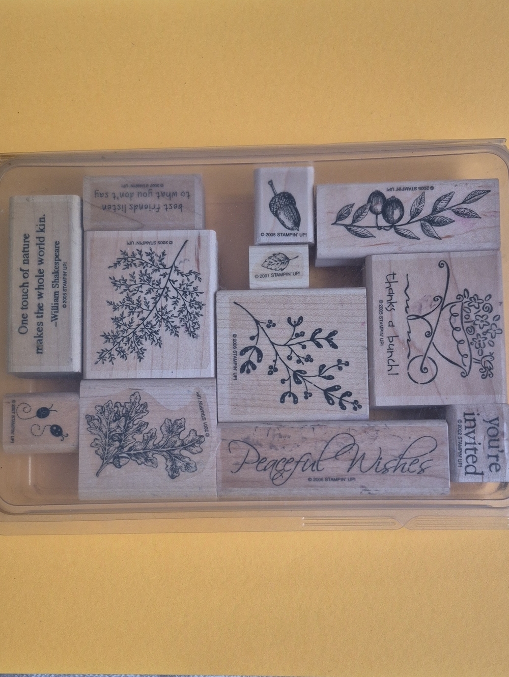 Stampin' Up! Wood Block Botanical Stamp Set in Natural Wood and Black